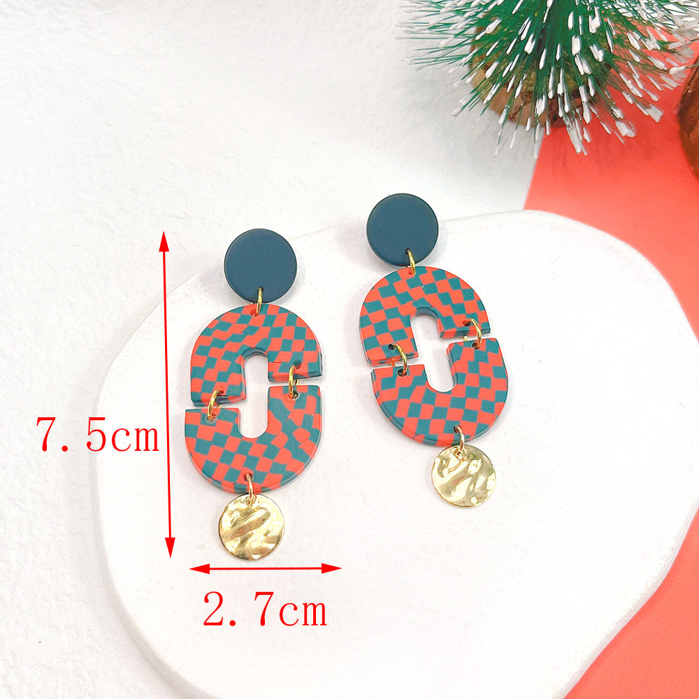 Alloy grid geometric snowman earrings (Minimo de Compra 2) MIC-PingH041