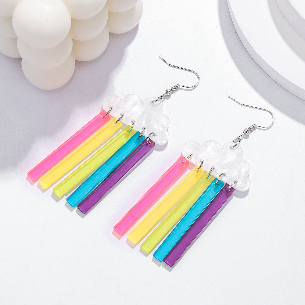 Acrylic Rainbow Colorful Weather Earrings (Minimo de compra 2) MYA-ManT024