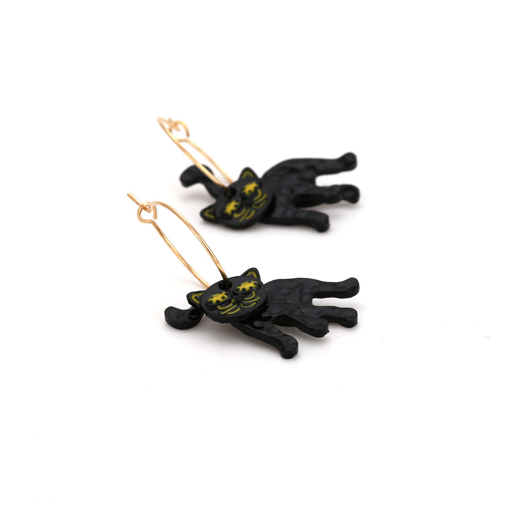 Alloy paint cat earrings MIC-ManY008