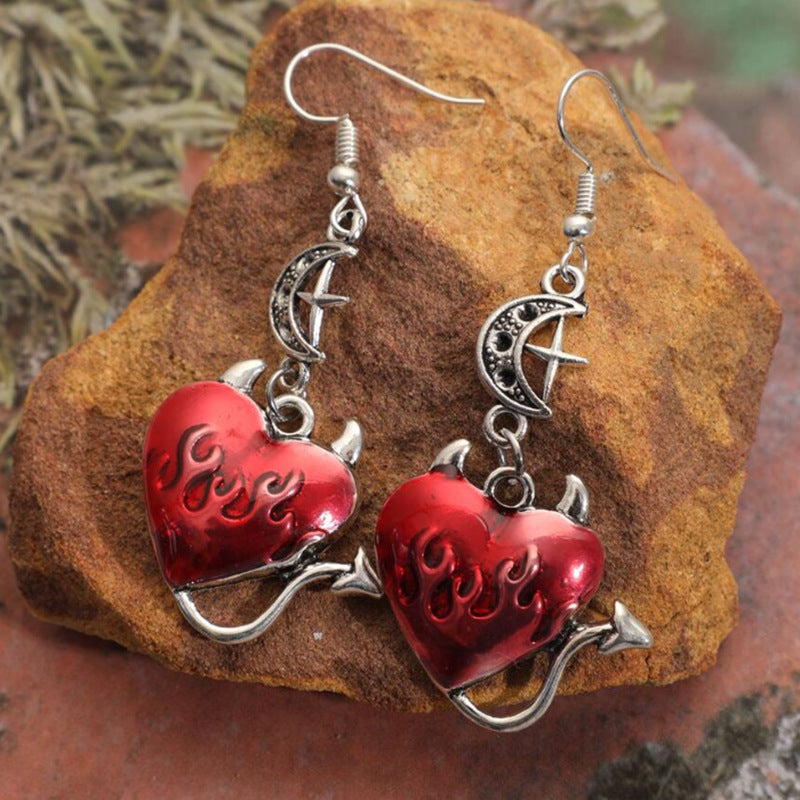 Acrylic Punk Red Heart Earrings MIC-LingX004