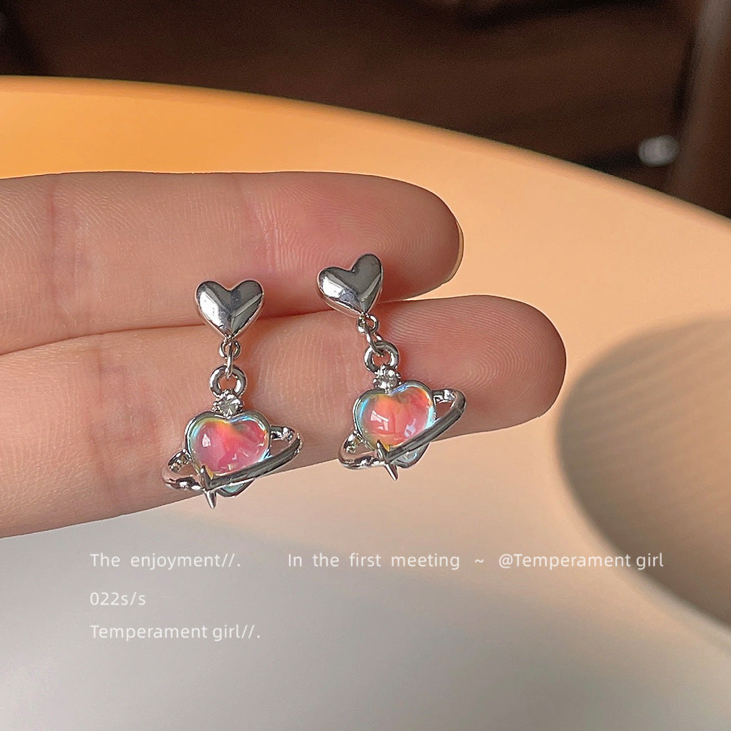 Alloy silver heart-shaped earrings MIC-LiangM013