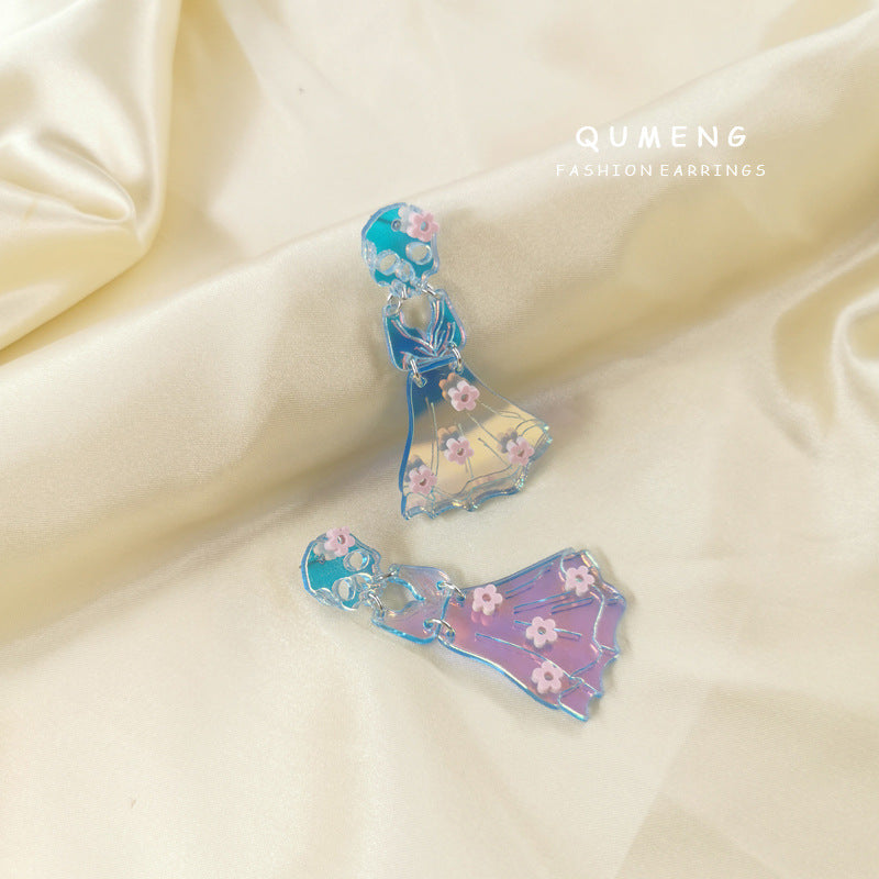 Acrylic Sweet Colorful Skull Head Earrings (Minimo de Compra 2) MIC-QingM028