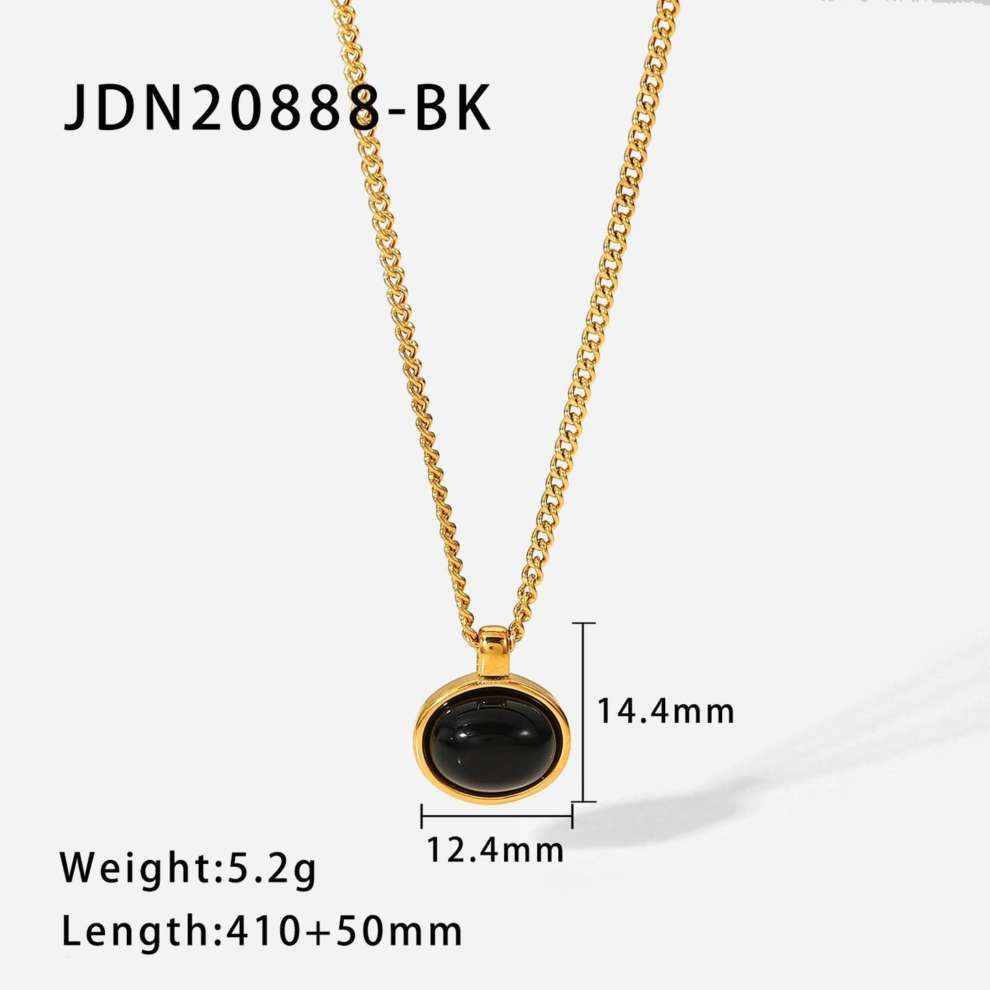 Stainless Steel Gold Plated Natural Stone Necklace MIC-JieD015