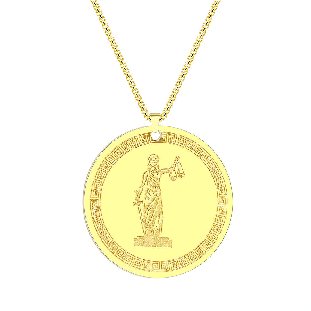 Stainless Steel Themis Titan Divine Law and Order Pendant Necklace