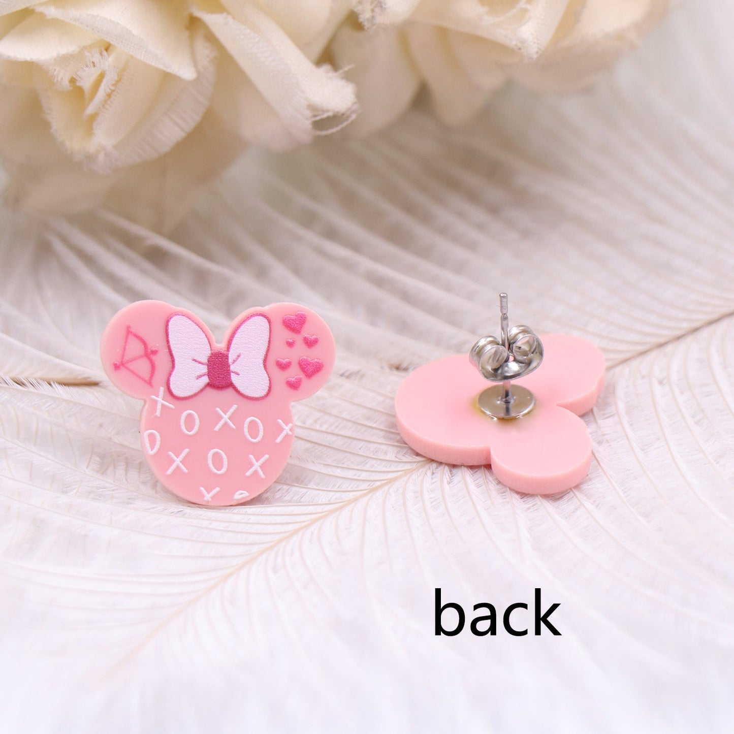 Acrylic love bow earrings Minimo de compra 5 MIC-XiaoY009