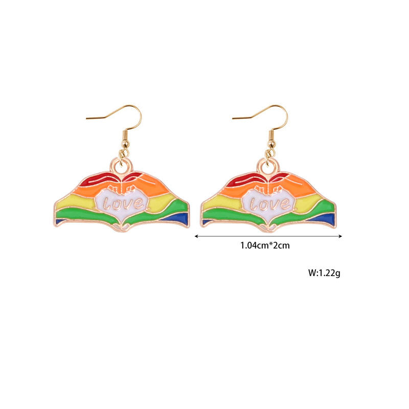 Alloy Rainbow Oil Dropping Earrings MIC-YiY004