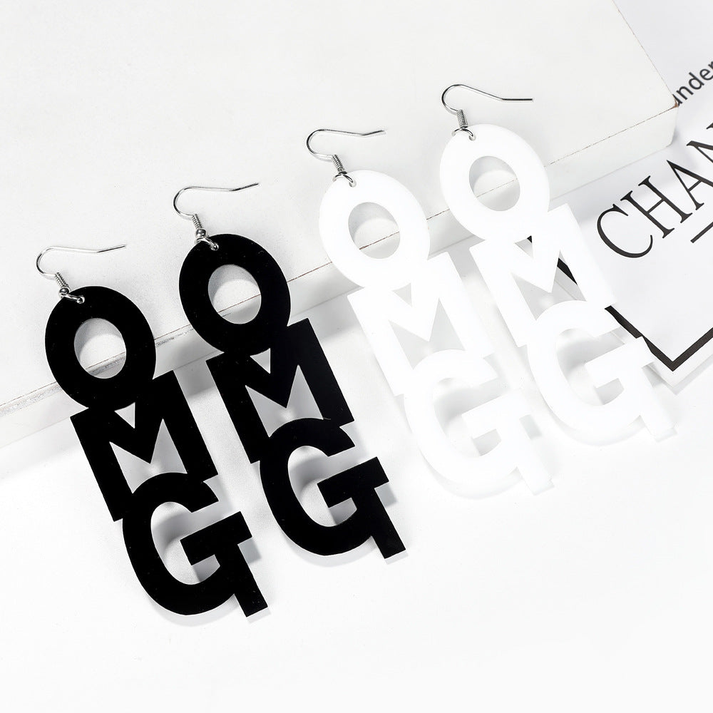 Acrylic English Letter Earrings MIC-JuF006