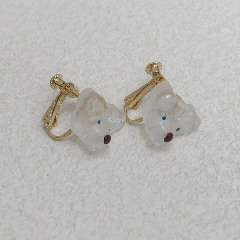 Resin colored bear head earrings MIC-YiJ014