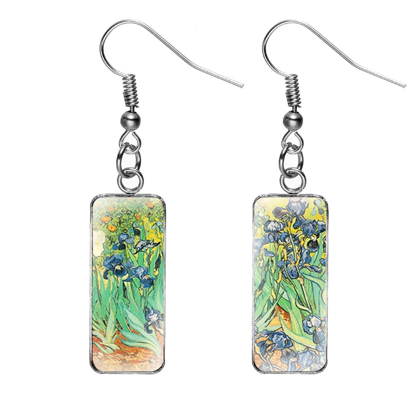 Earrings Stainless Steel Oil Painting Rectangle Pendant SongX042