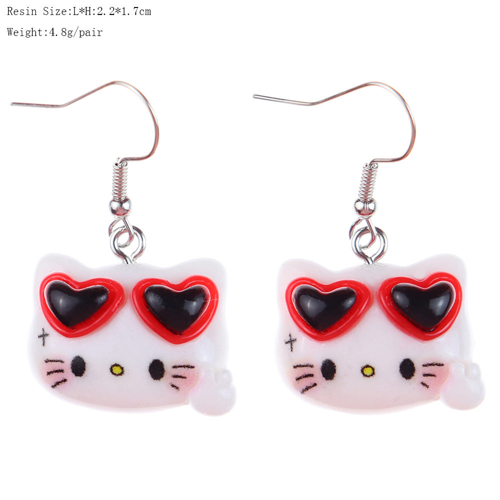 Alloy cartoon glossy black and red cat earrings MIC-NiQ049