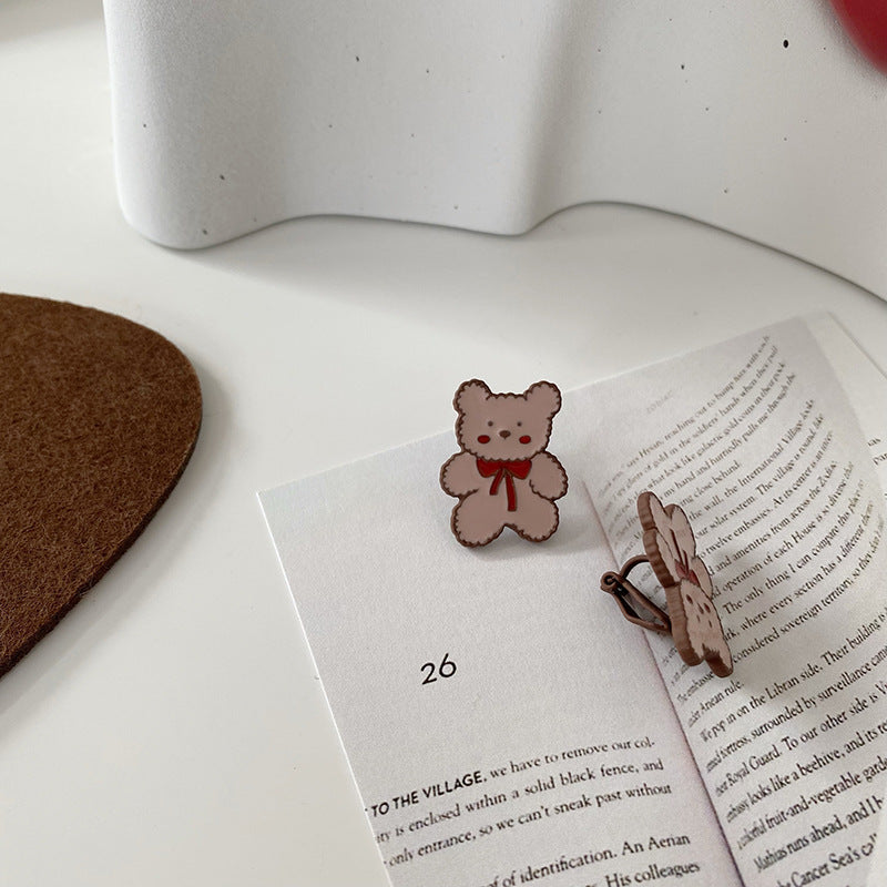 Resin Bow Bear Earrings (Minimo de compra 2) MIC-TQL013