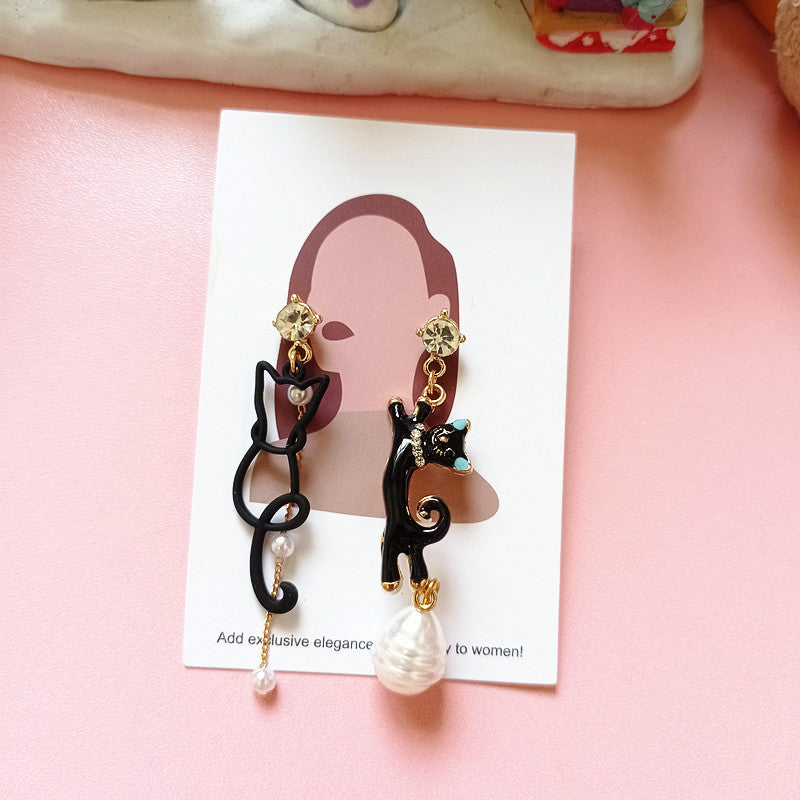 Resin Hollow Black Cat Earrings MYA-BXX012