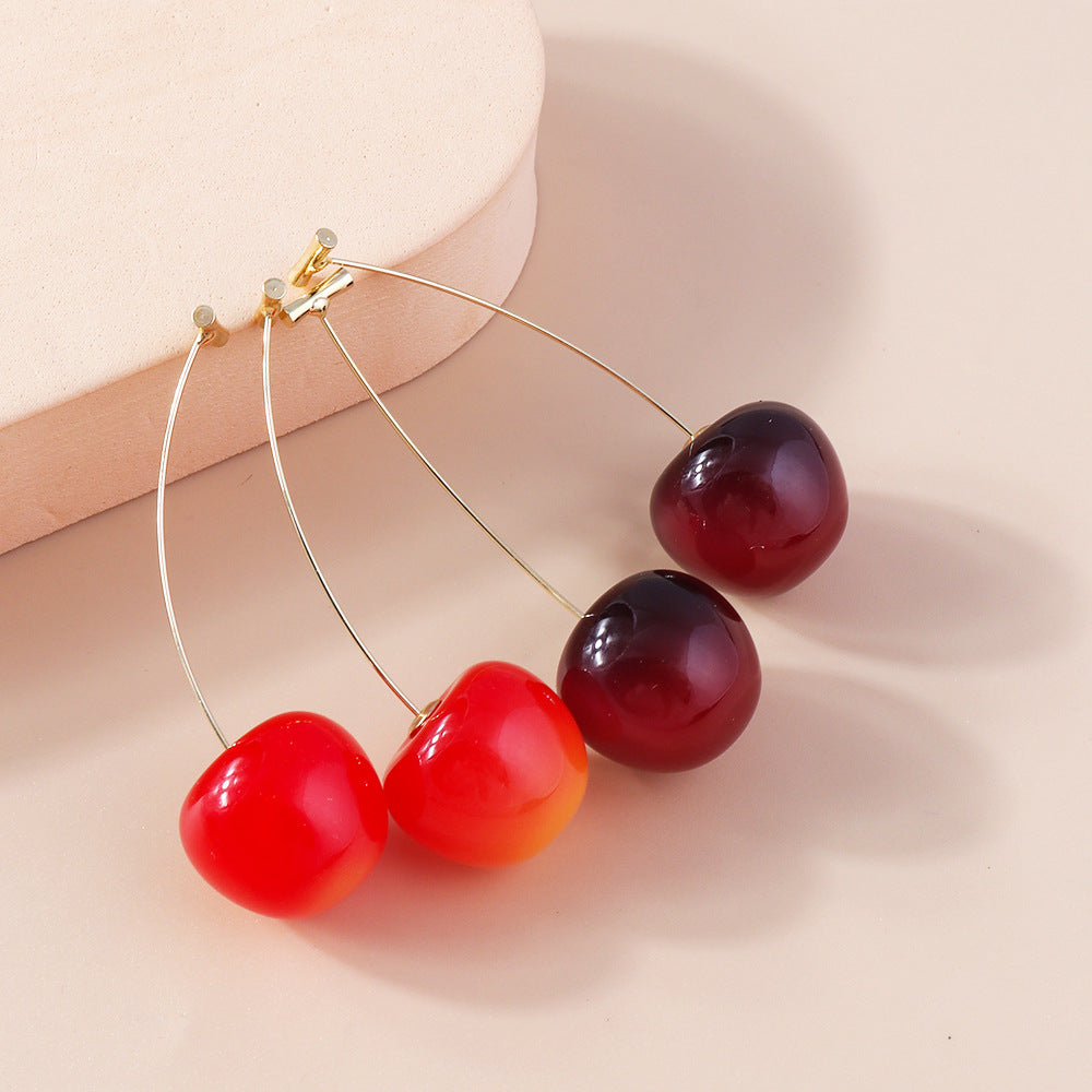 Alloy Fruit Cherry Earrings  MYA-YueS012