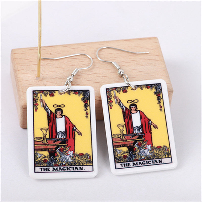 Acrylic Carroll Card Game Chess Card Earrings MIC-ChouD042