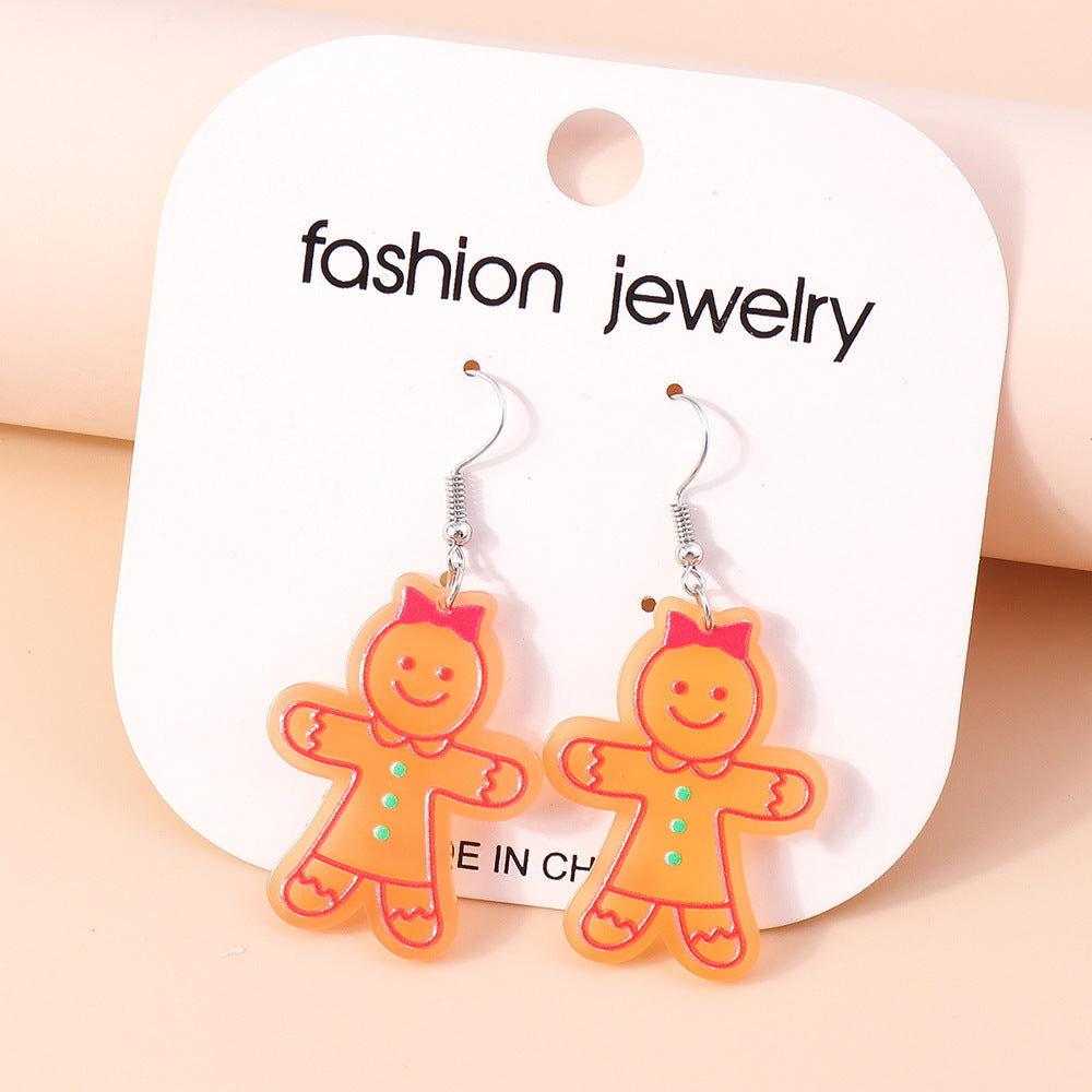 Acrylic cartoon gingerbread human earrings (Minimo de Compra 2) MYA-YueS003