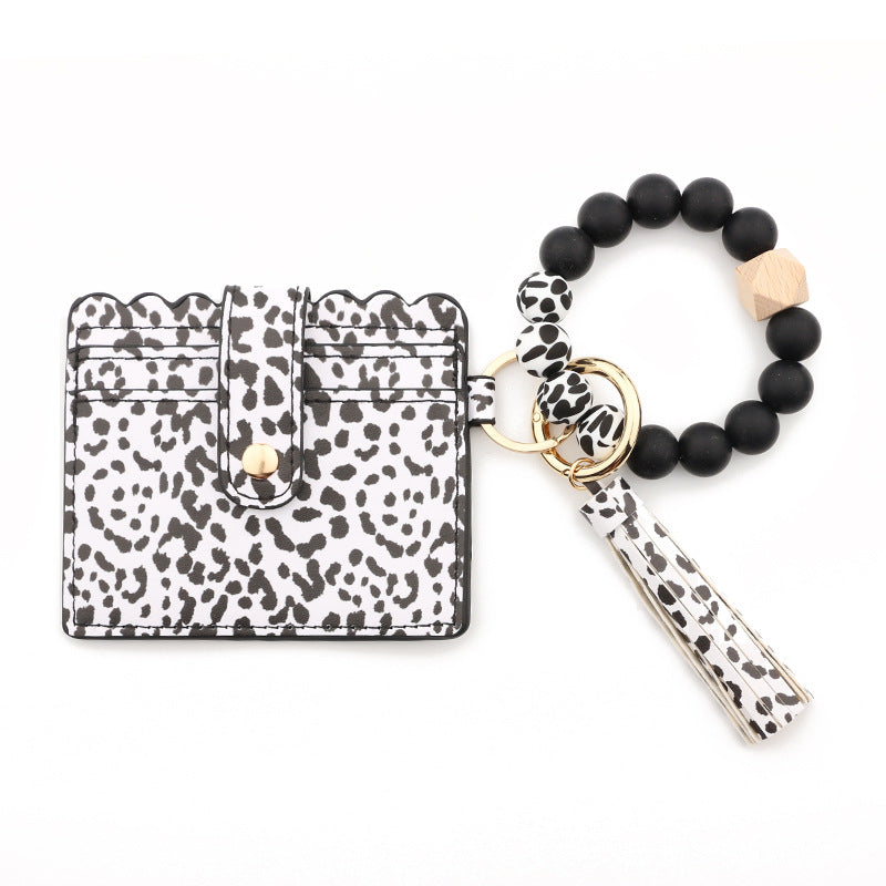 Keychains PU Silicone Bead Tassel Ladies Wallet Bracelet Card Holder MIC-NuoYi019