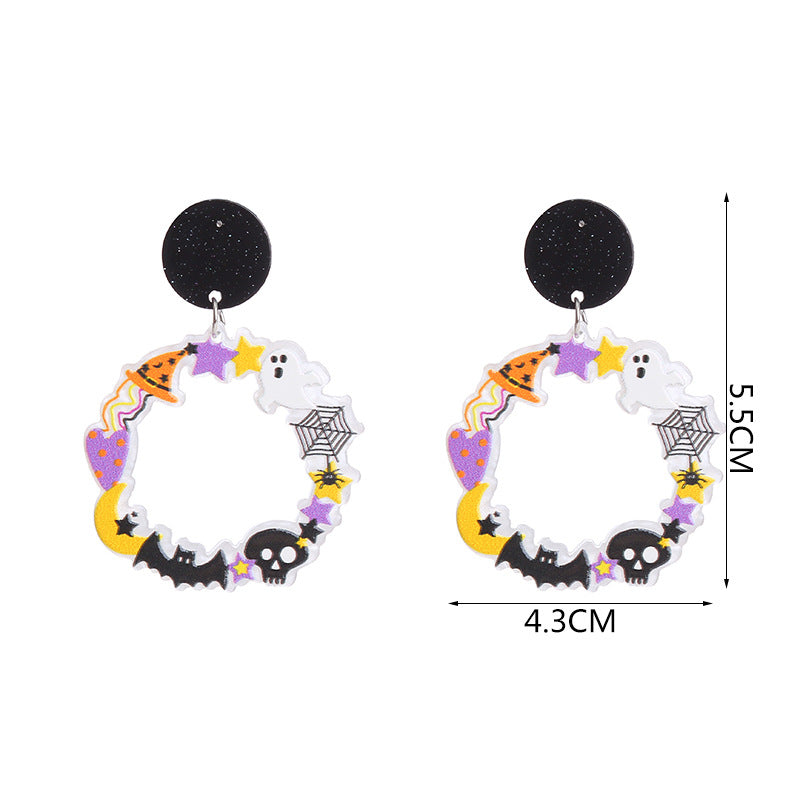 Acrylic Pumpkin Skeleton Ghost Earrings (Minimo de Compra 2) MIC-ChouT039