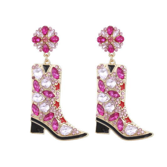 Alloy diamond studded boots and earrings MIC-ManY009