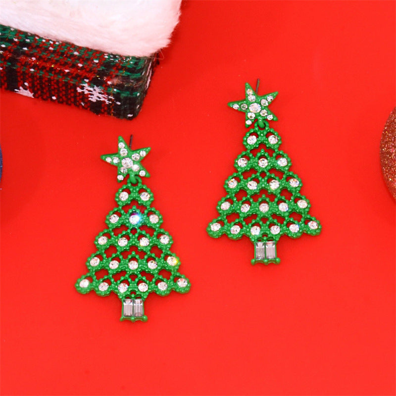 Alloy cartoon Christmas tree tassel earrings MIC-ChuY011