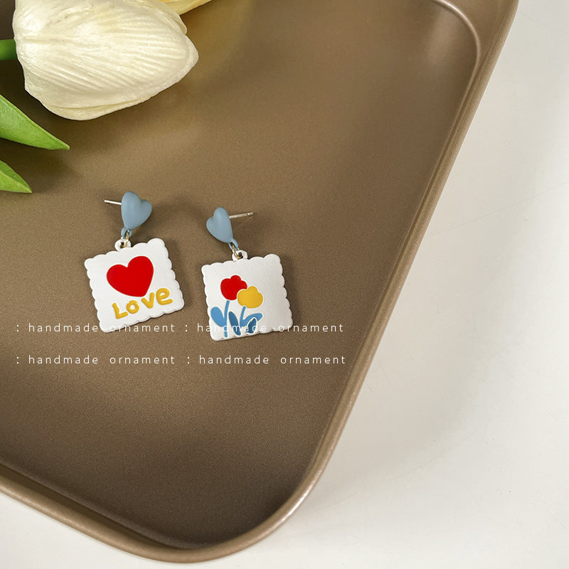 Resin Heart Flower Earrings (Minimo de compra 2) MIC-TQL015