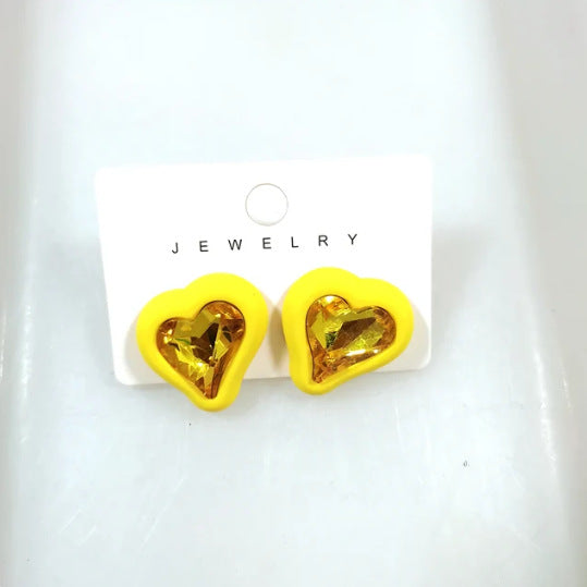 Alloy studded diamond flower heart-shaped earrings MIC-ShangH015