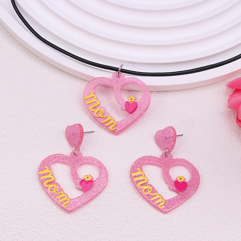 Acrylic Pink Love Earrings MIC-DuA084