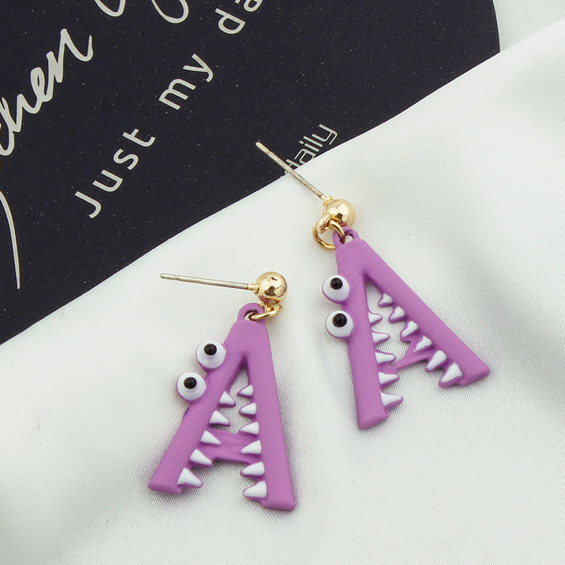 Alloy letter crocodile earrings MYA-XinT015