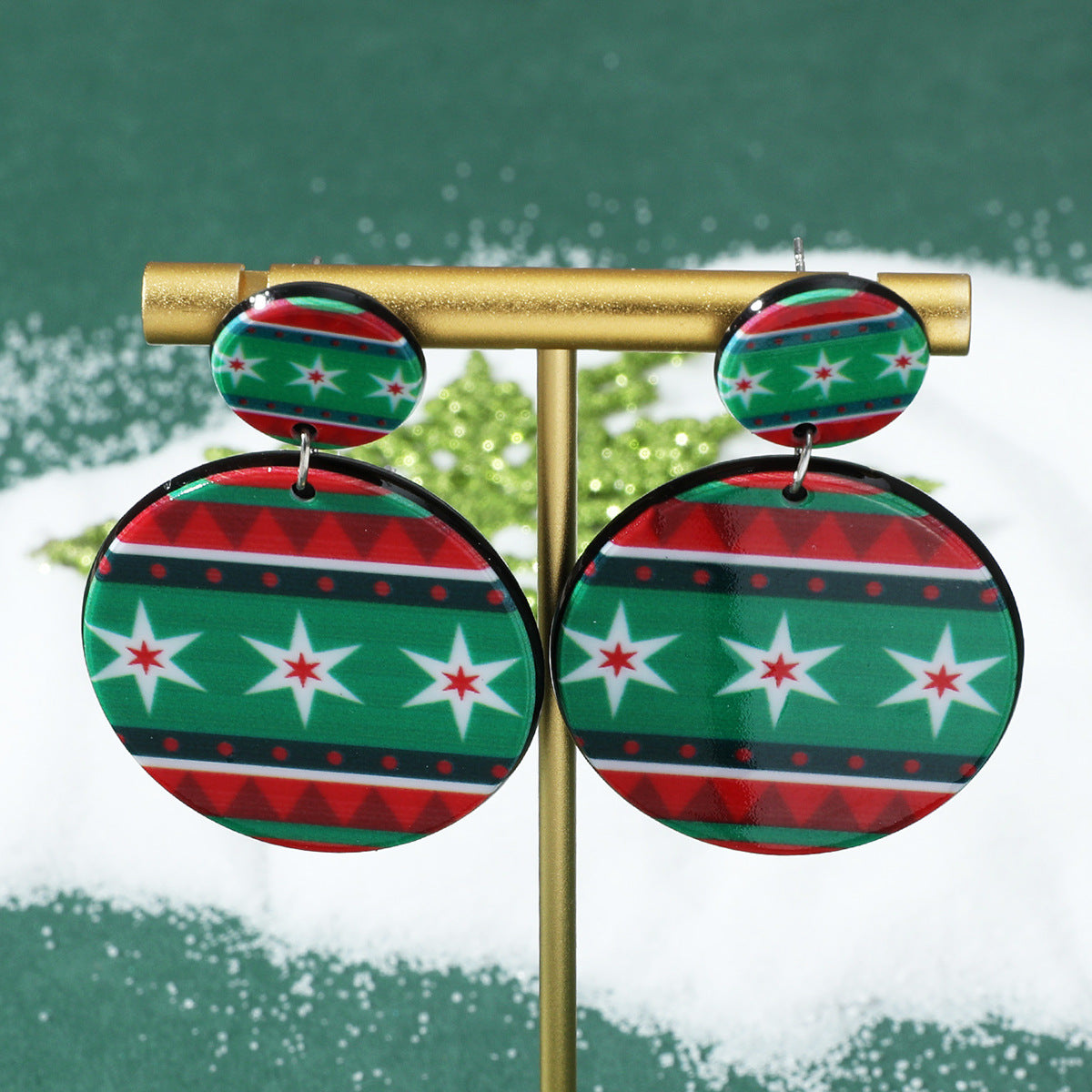 Acrylic Christmas Tree Snowman Earrings MIC-JunJ022