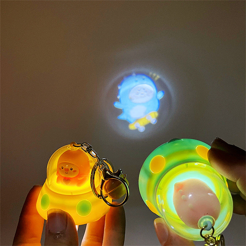 Keychains Plastic Cartoon Cute Pink Pig Projector Lamp MOQ≥2 DMF030