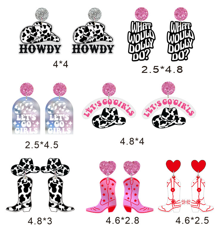 Acrylic cow boots and earrings MIC-XueP136