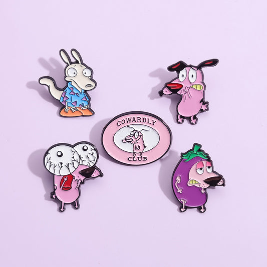 Alloy pink cartoon big eyed dog brooch MIC-QiH010