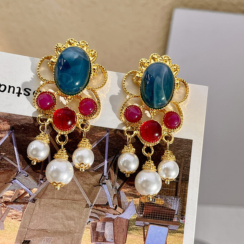 Alloy blue series earrings MYA-DieD001