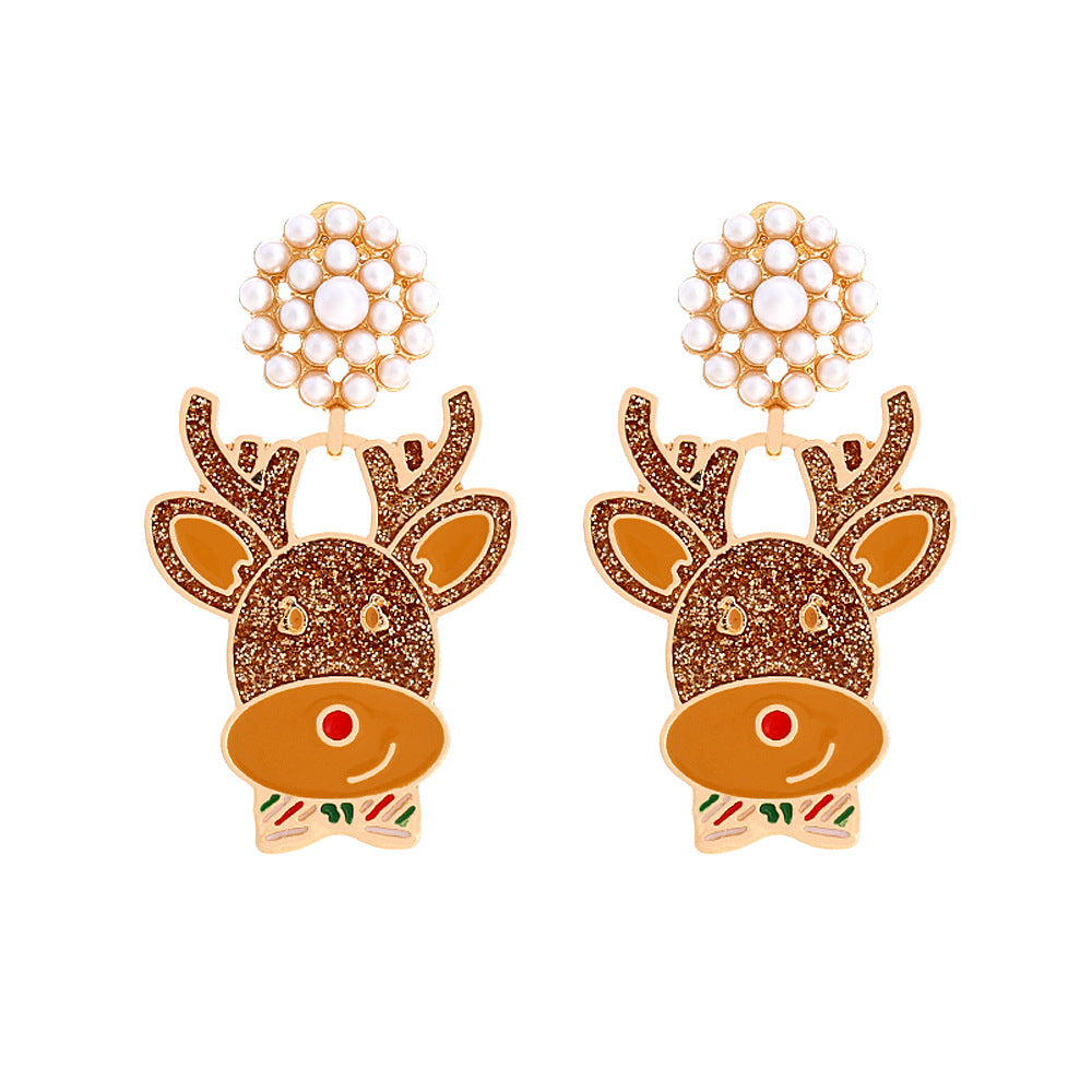 Alloy Cute Colored Drip Oil Elk Earrings MIC-ManY083