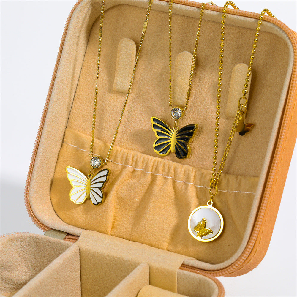 Three-dimensional Butterfly Stainless Steel Sweater Necklace