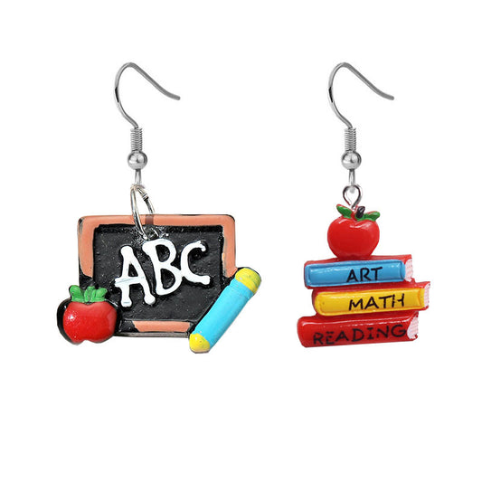 Acrylic Blackboard Book Asymmetric Earrings (Minimo de compra 2) MIC-XiangE006