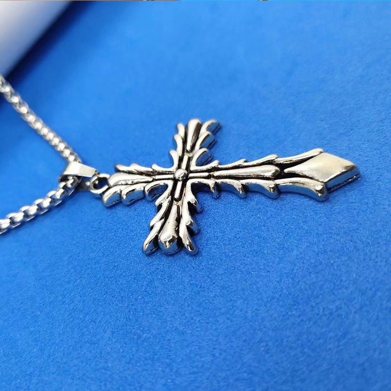 Stainless steel diamond studded cross necklace (Minimo de Compra 2)  MYA-ZhongR007