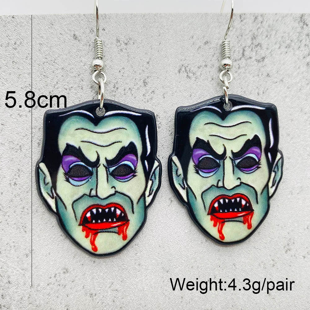 Acrylic Halloween Scary Skull Earrings (Minimo de Compra 2) MIC-ChenY025