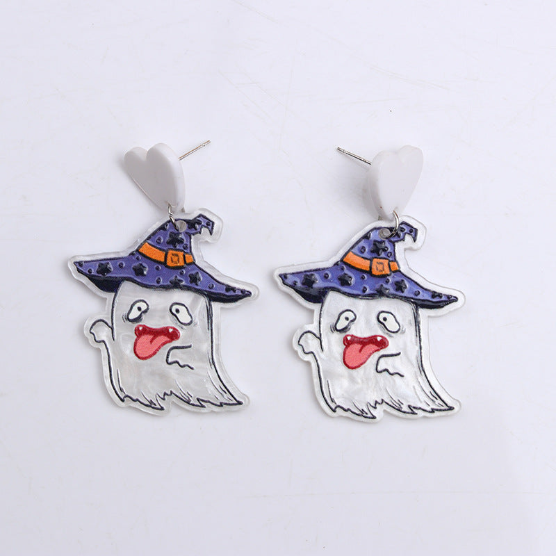 Acrylic Halloween Ghost Mummy earrings (Minimo de Compra 2) MYA-DuA036