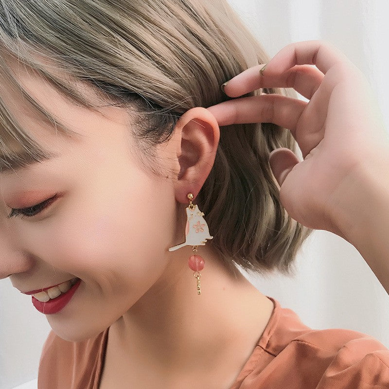 Alloy cat fan earrings MIC-LSY040