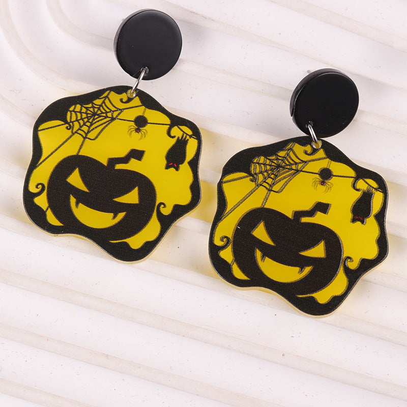 Acrylic funny pumpkin cat earrings MYA-DuA090