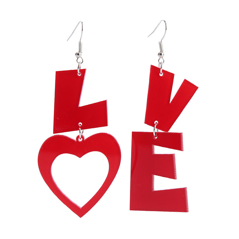 Acrylic Red Love Earrings (Minimo de Compra 2) MIC-ChouT041