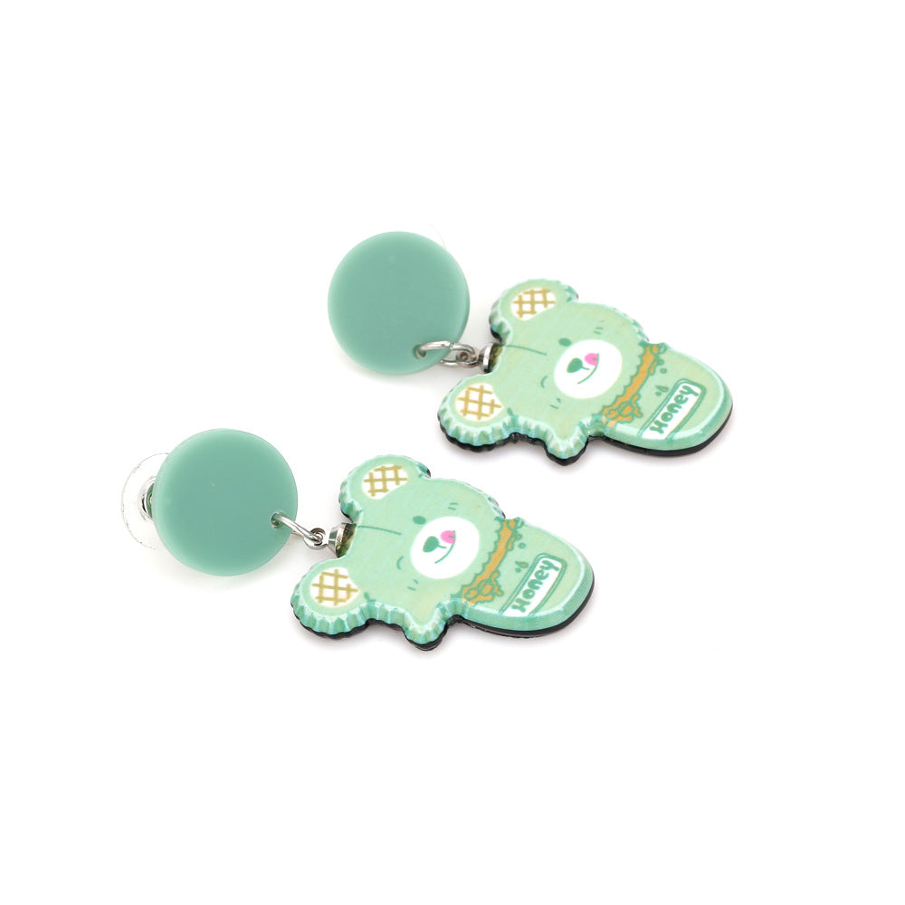 Alloy resin bear earrings MIC-ManY017