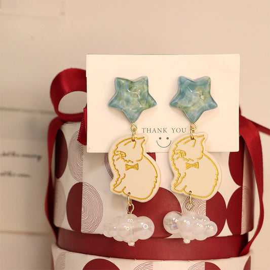 Acrylic cartoon hand made cat earrings MIC-QingJ031