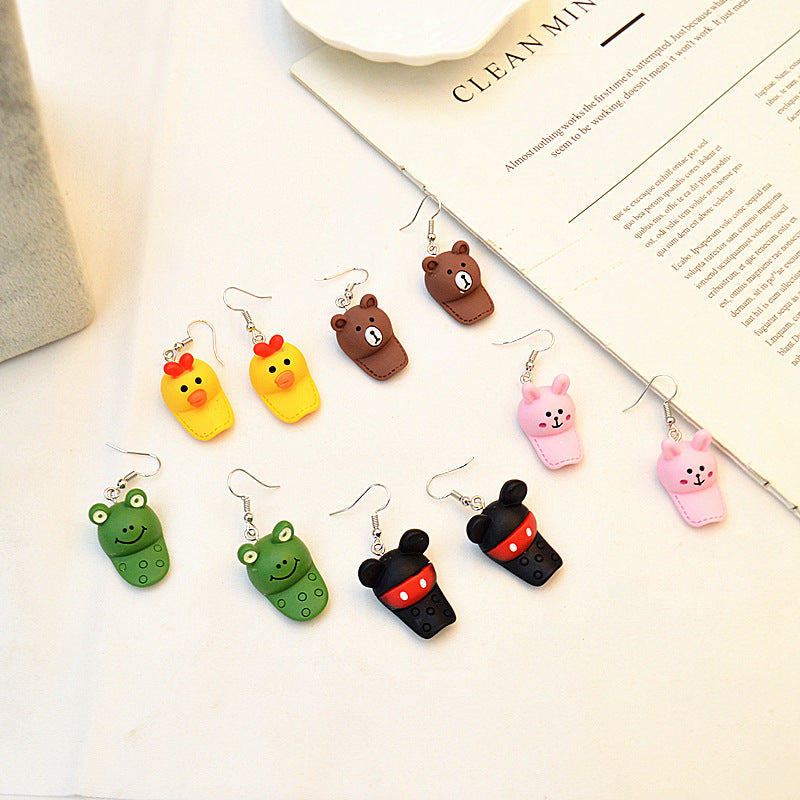 Acrylic small animal rabbit bear earrings MIC-XieN057