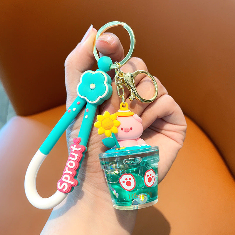 PVC oil flowing sand animal cartoon keychain MIC-MLZ022