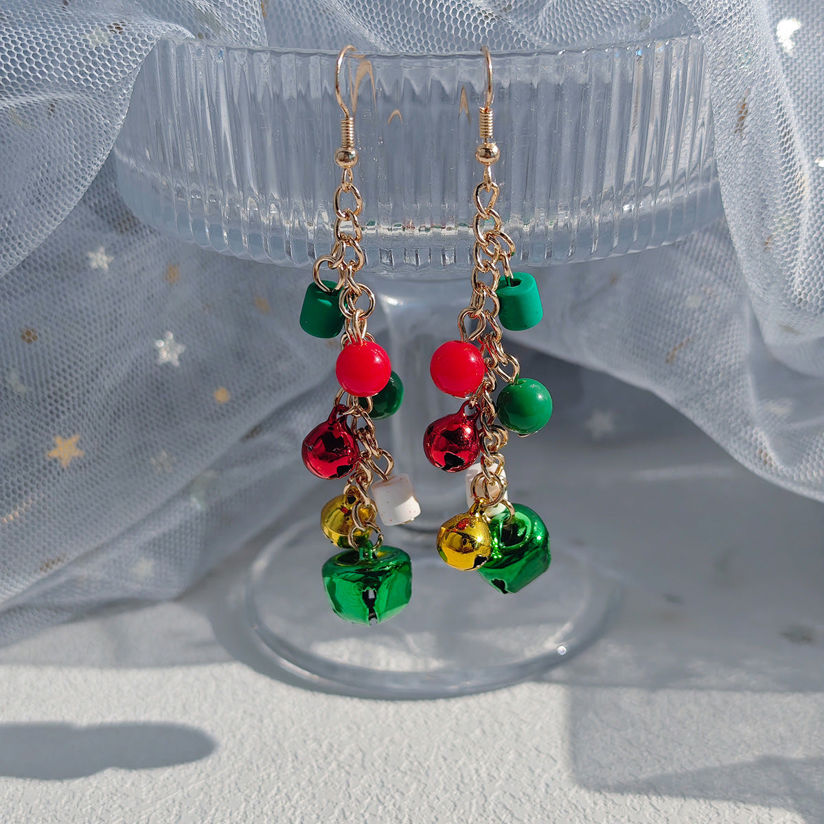 Alloy Christmas bell long tassel earrings MIC-MDD189