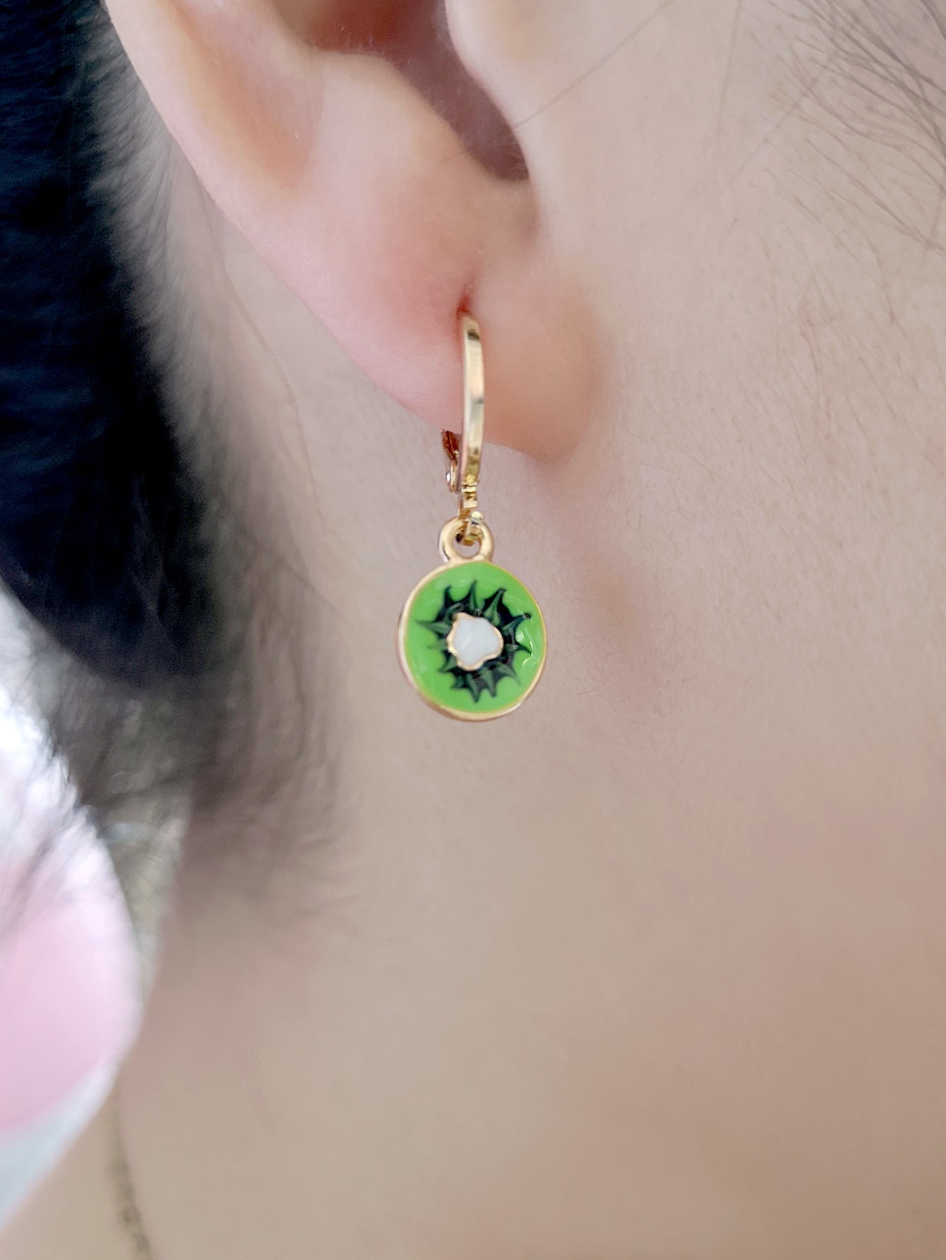 Alloy green kiwifruit earrings (Minimo de compra 3) MIC-MeiY003