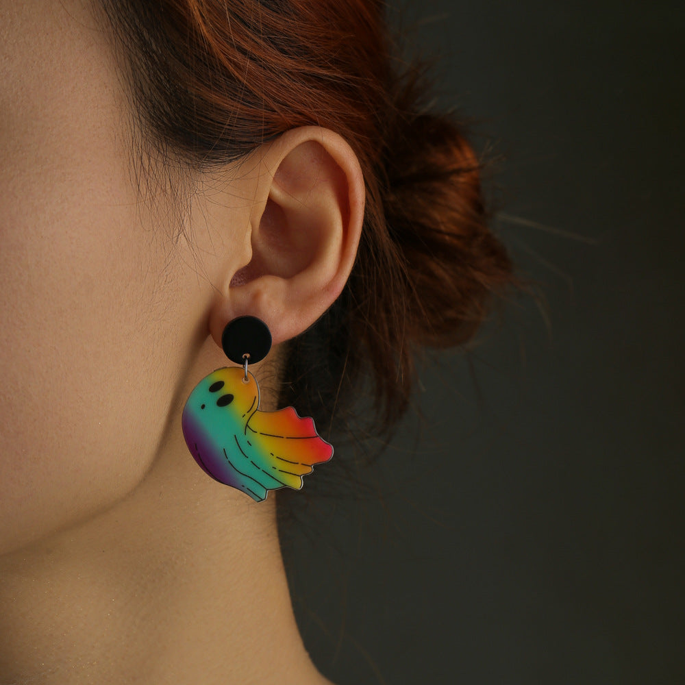 Resin Fun Colorful Ghost Earrings (Minimo de Compra 5) MYA-ZeX004