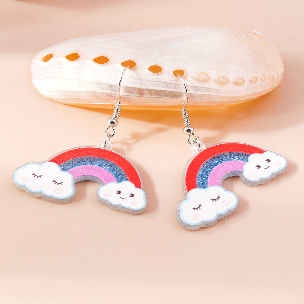 Acrylic Rainbow Cloud Earrings (Minimo de Compra 2) MYA-YueS005