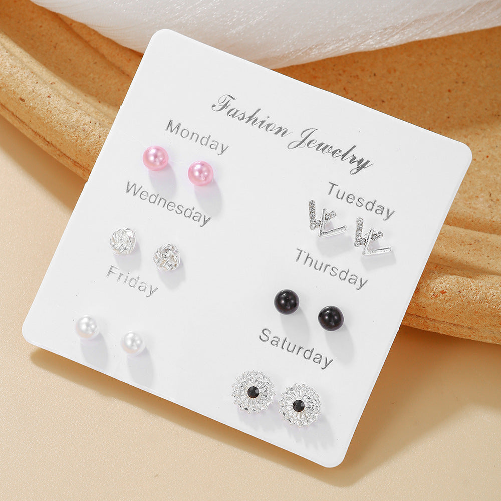 Alloy pearl bow earrings (Minimo de Compra 5) MIC-ShiY013